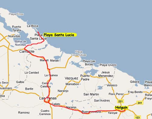 map from holguin to las brisas