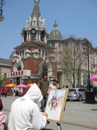painer and russian church, dalian china