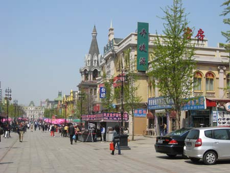 russian street dalian souvenier shops.