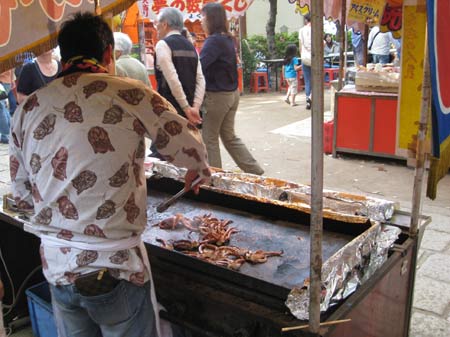 street vendor tokyo cooking squid